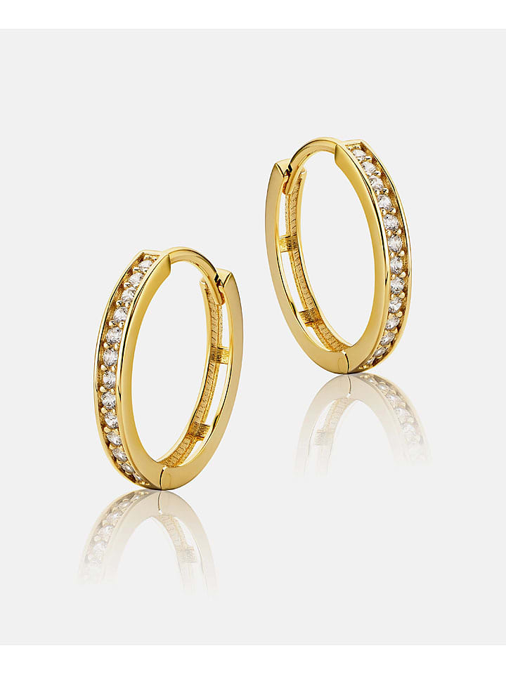 Revoni Złote kolczyki-kreole z cyrkoniami rozmiar: onesize