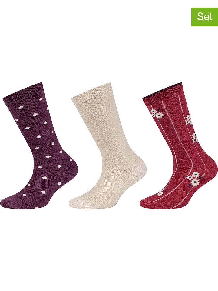 s.Oliver Skarpety (6 par) w kolorze beżowo-czerwono-fioletowym rozmiar: 31-34