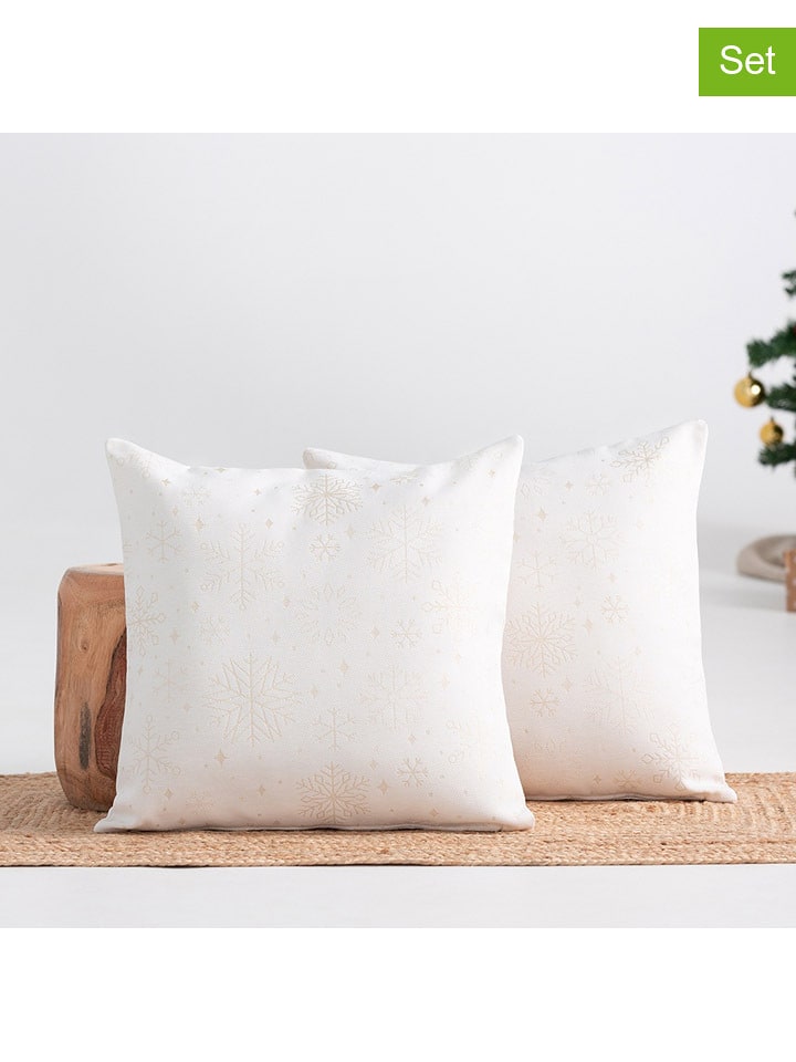 GAMUSI Poszewki (2 szt.) "Sparkle" w kolorze złoto-białym na poduszkę rozmiar: 45x45 cm