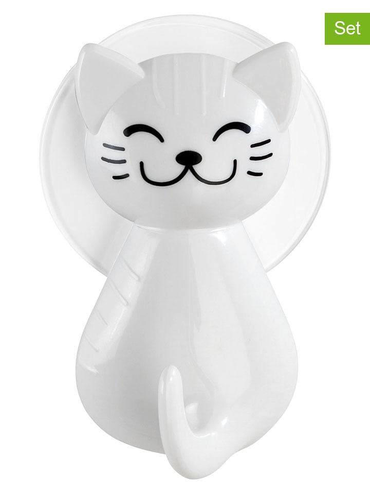 Wenko Haczyki ścienne (2 szt.) "Cat" w kolorze białym - 6 x 9,5 x 5,5 cm rozmiar: onesize