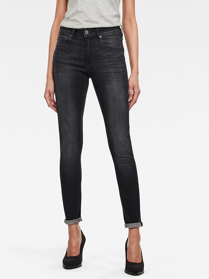 G-Star Dżinsy "3301" - Skinny fit - w kolorze antracytowym rozmiar: W27/L32