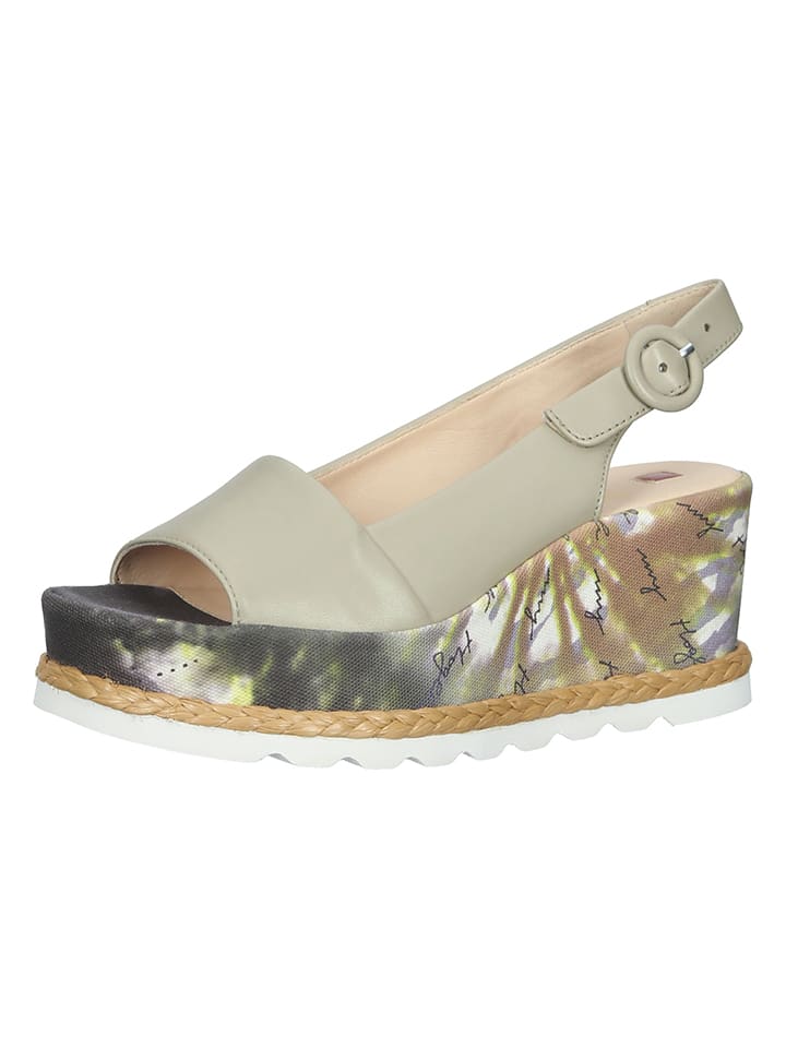 Högl Skórzane sandały w kolorze zielonym na koturnie rozmiar: 38,5