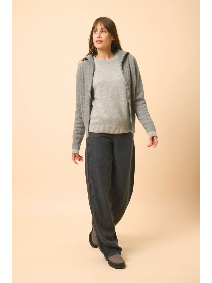 Just Cashmere Kaszmirowy kardigan "Talara" w kolorze szarym rozmiar: M