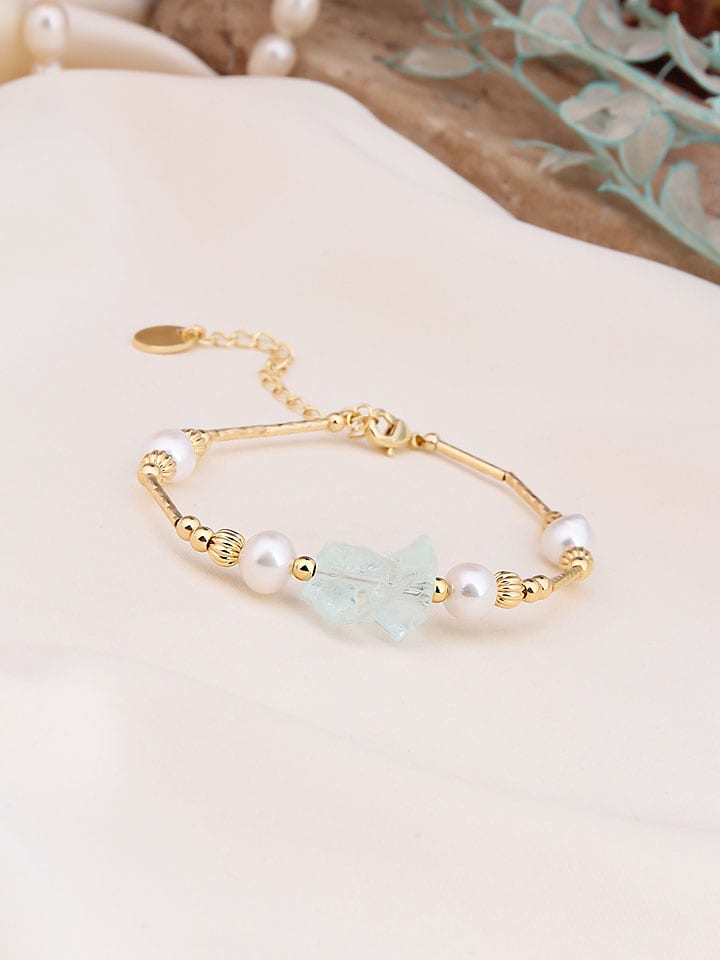 Pierres de Jade Pozłacana bransoletka z perłami i opalami rozmiar: onesize
