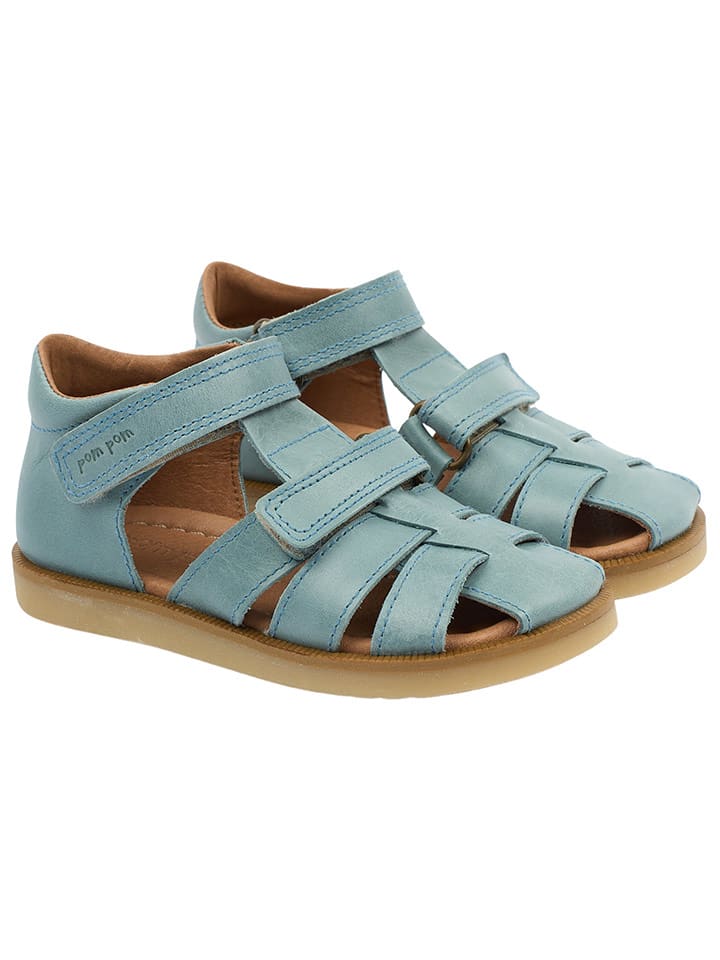 POM POM Skórzane półsandały w kolorze niebieskim rozmiar: 34