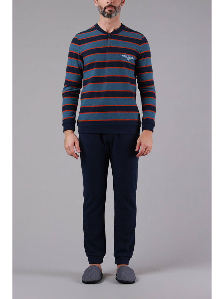 maryplaid Piżama w kolorze granatowo-niebieskim rozmiar: XXL