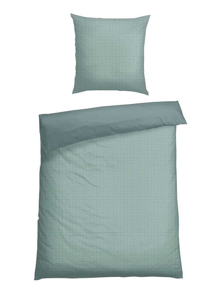 Schiesser Komplet pościeli flanelowej "Lucy" w kolorze zielonym rozmiar: 155x220 cm