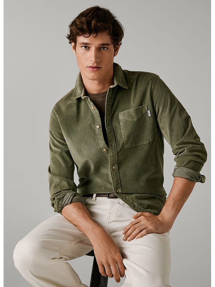 Pepe Jeans Koszula sztruksowa "Clayton" w kolorze khaki rozmiar: M