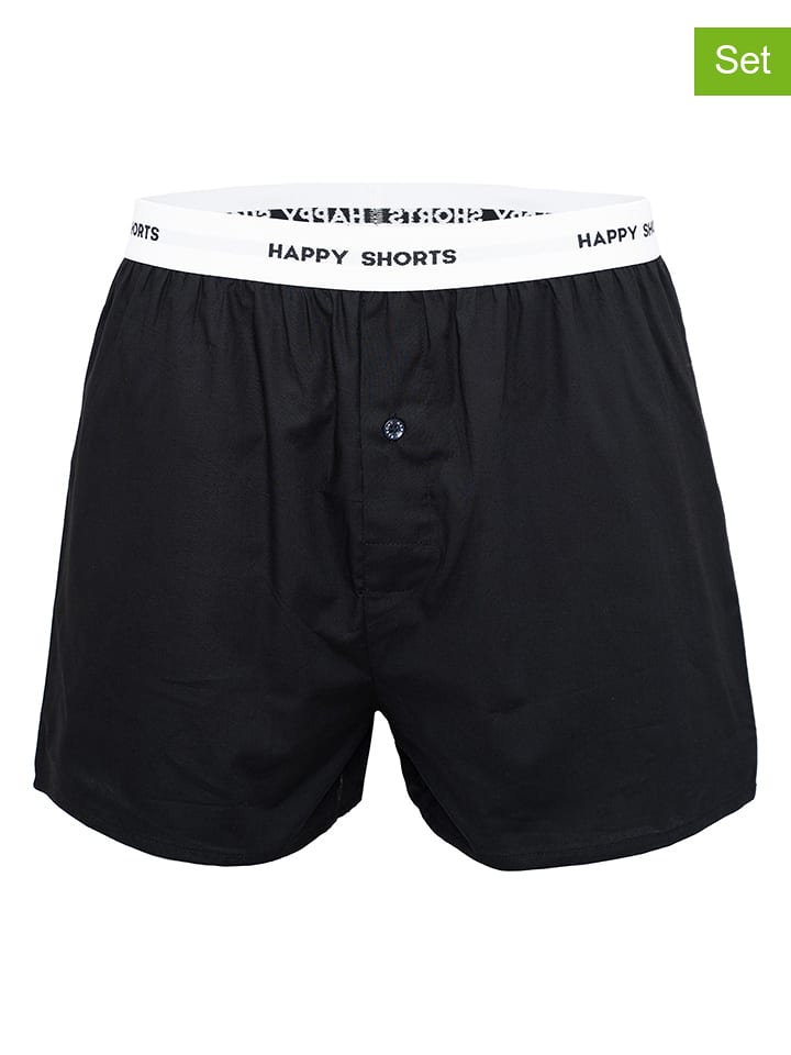 Happy Shorts Bokserki (3 pary) w kolorze czarnym rozmiar: S