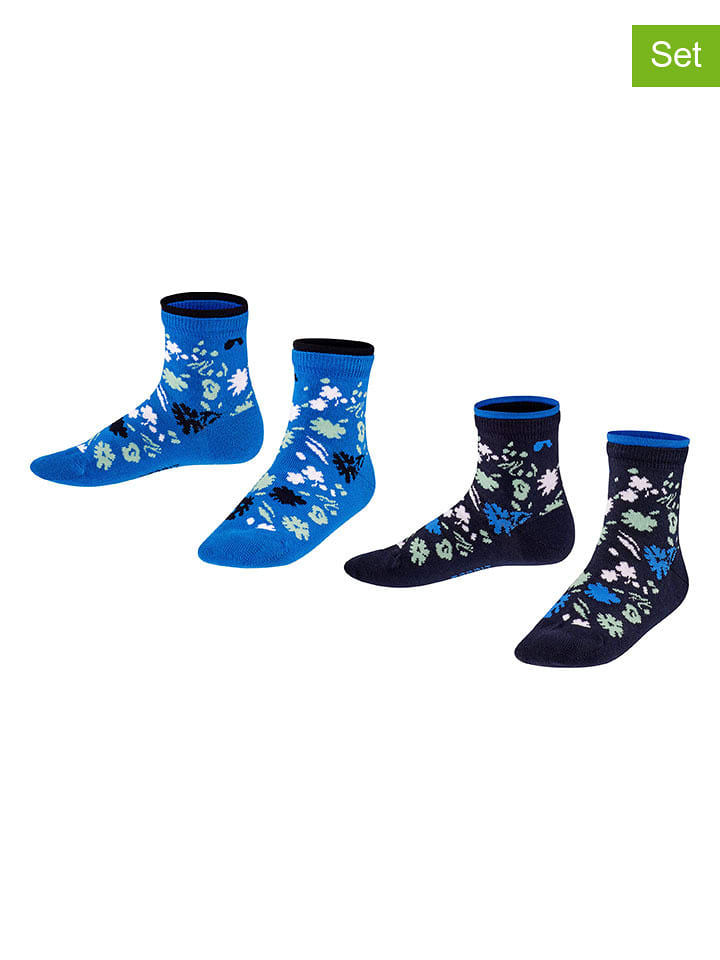 ESPRIT Skarpety (2 pary) "Sweet Flower" w kolorze niebiesko-granatowym rozmiar: 27-30
