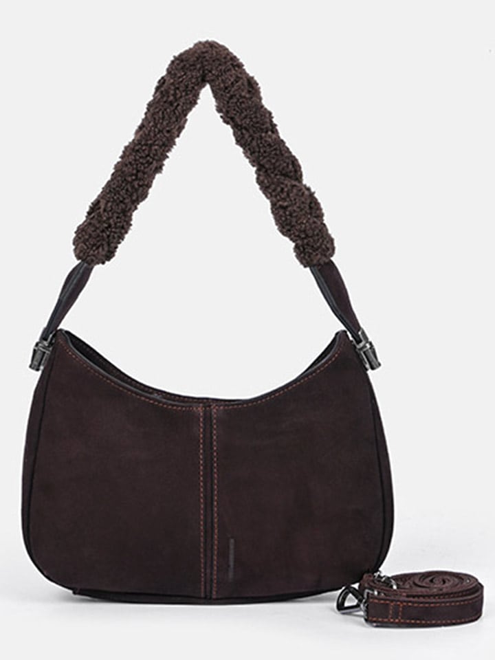 FREDs BRUDER Skórzana torebka "Soft Soul" w kolorze ciemnofioletowym - 27 x 20 x 6 cm rozmiar: onesize