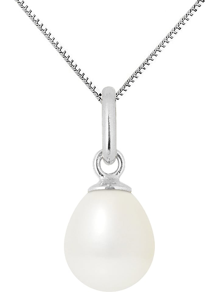 Pearl Addict Srebrny naszyjnik "Bélière" z perłą w kolorze białym - dł. 42 cm rozmiar: onesize