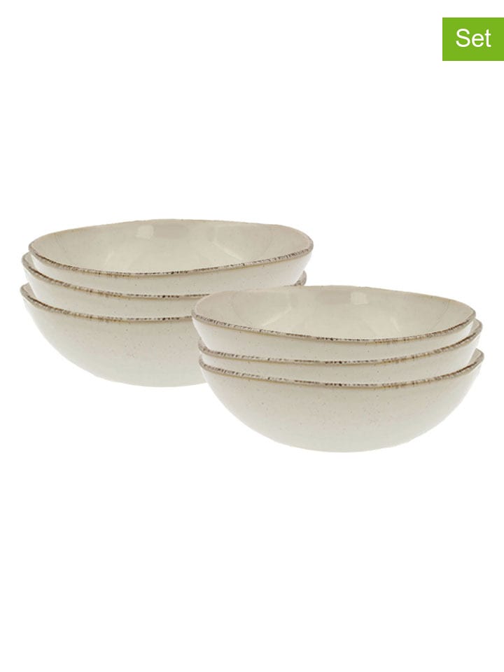 Ard'time Talerze głębokie (6 szt.) "Coton" w kolorze kremowym - Ø 19 cm rozmiar: onesize