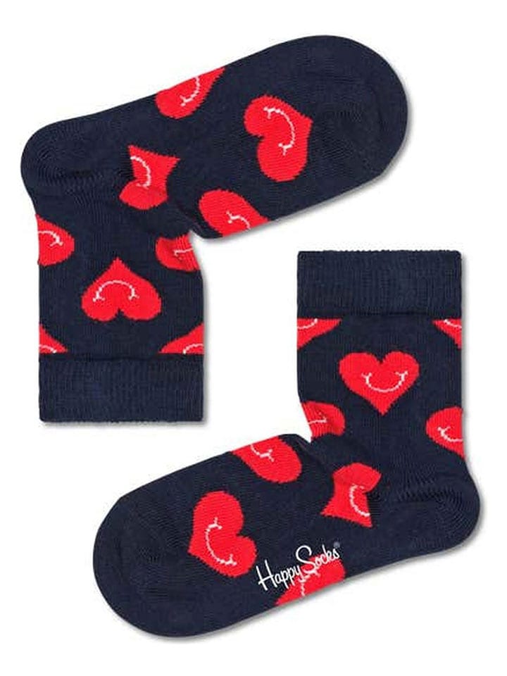 Happy Socks Skarpety "Smiling heart" w kolorze czarno-czerwonym rozmiar: 22-24
