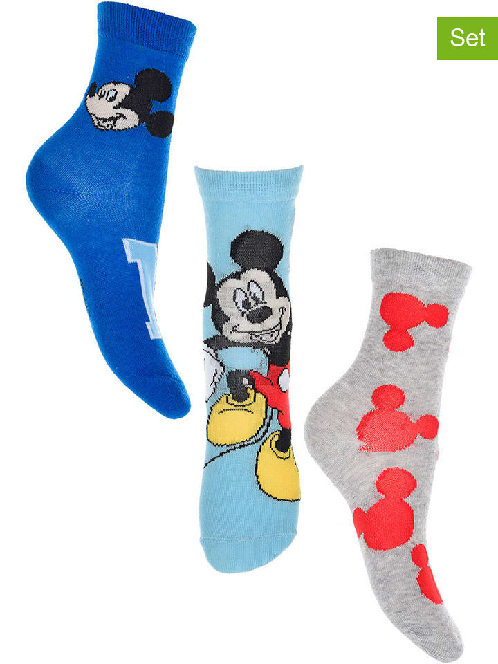 Disney Mickey Mouse Skarpety (3 pary) "Miki" ze wzorem rozmiar: 23-26