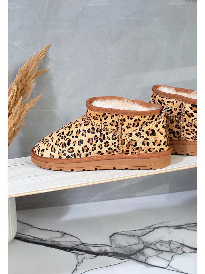 Gooce Skórzane botki zimowe "Mindy" w kolorze jasnobrązowym rozmiar: 40