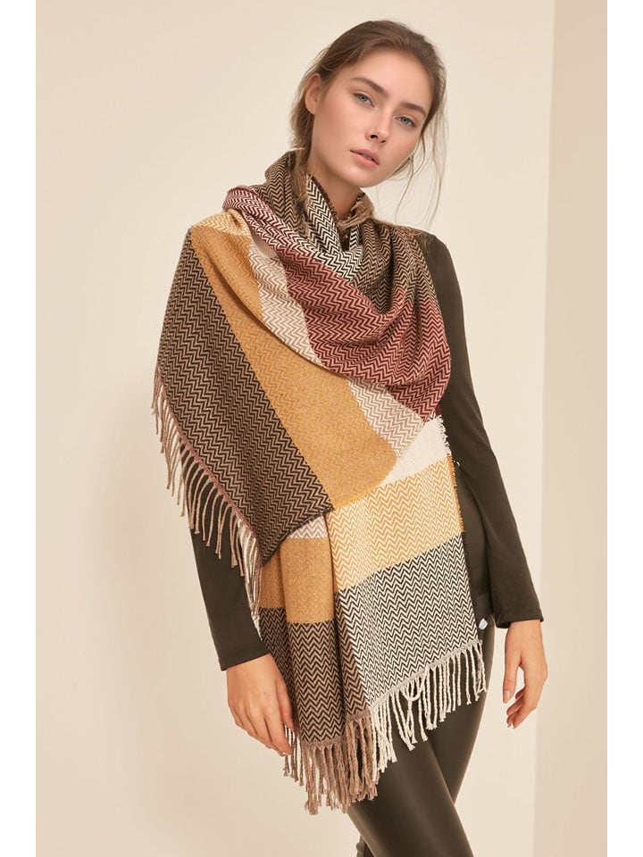 Lucky Bees Szal w kolorze beżowo-jasnobrązowym - 180 x 50 cm rozmiar: onesize