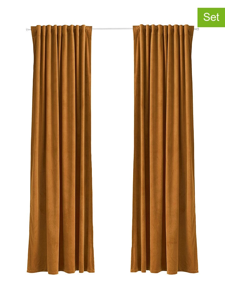 Ellos Home Zasłony (2 szt.) ''Nora'' w kolorze jasnobrązowym rozmiar: 220 cm