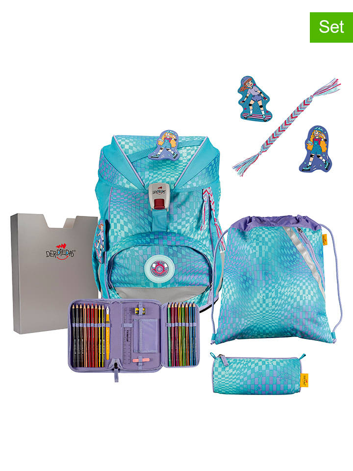 DerDieDas 5-częściowy zestaw szkolny "ErgoFlex - Activ" w kolorze błękitnym rozmiar: onesize