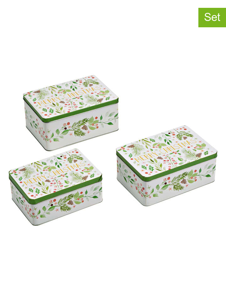 G. Wurm Pojemniki (3 szt.) "Merry Christmas" w kolorze biało-zielonym rozmiar: onesize