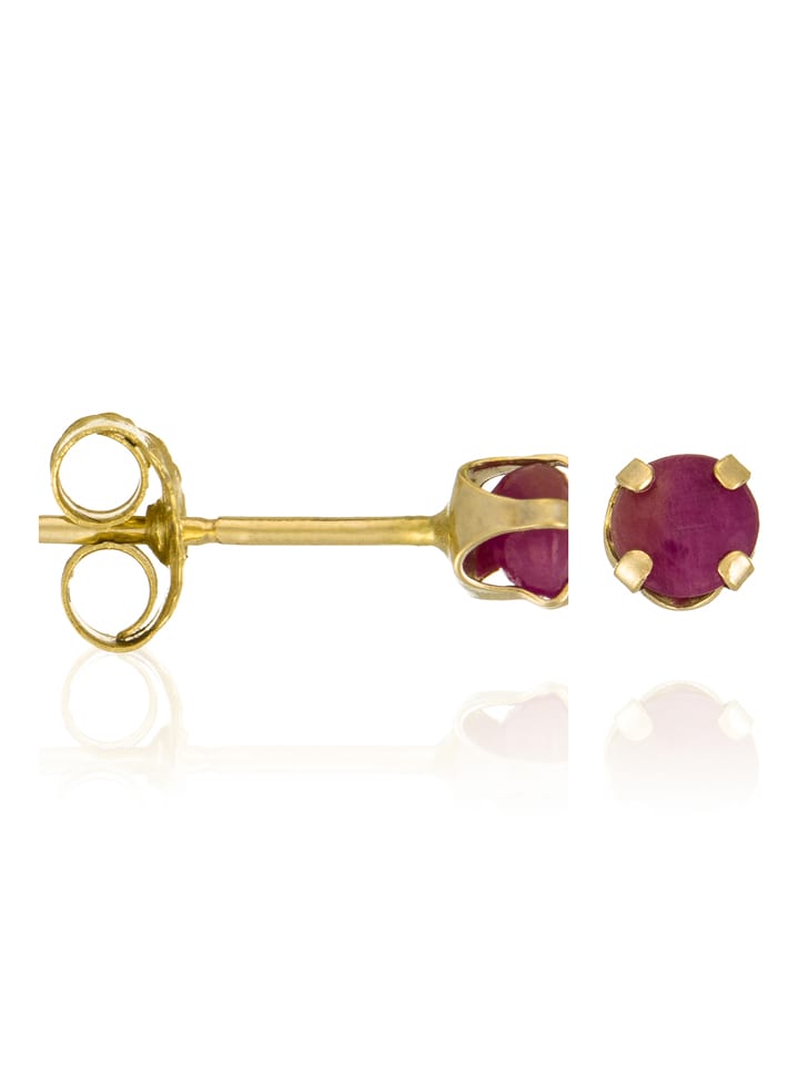OR ÉCLAT Złote kolczyki-wkrętki "Puces Rubis" z rubinami rozmiar: onesize