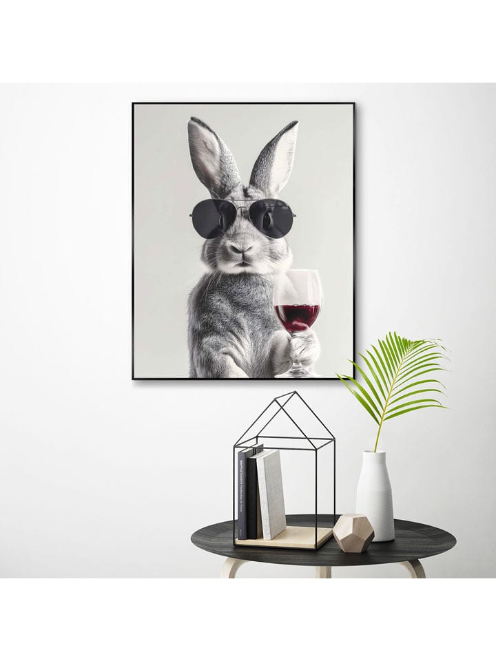 Orangewallz Druk artystyczny "Rabbit Pose" w ramce rozmiar: 40x50 cm