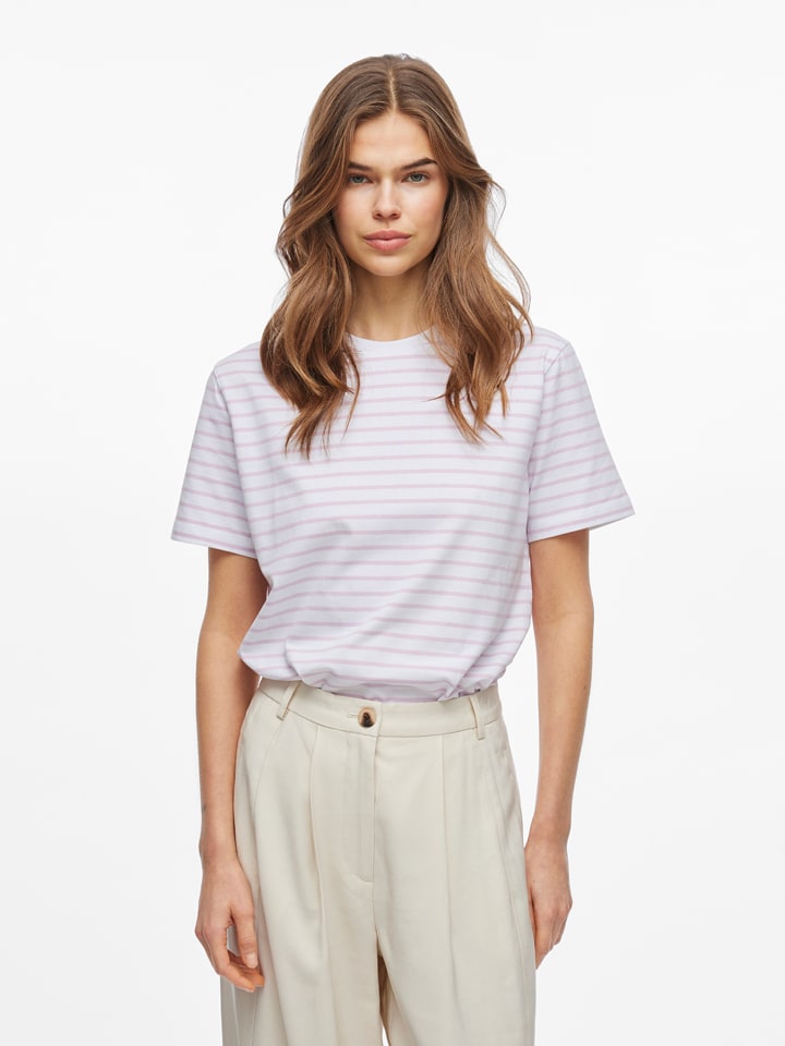 Vila Koszulka w kolorze biało-jasnoróżowym rozmiar: S