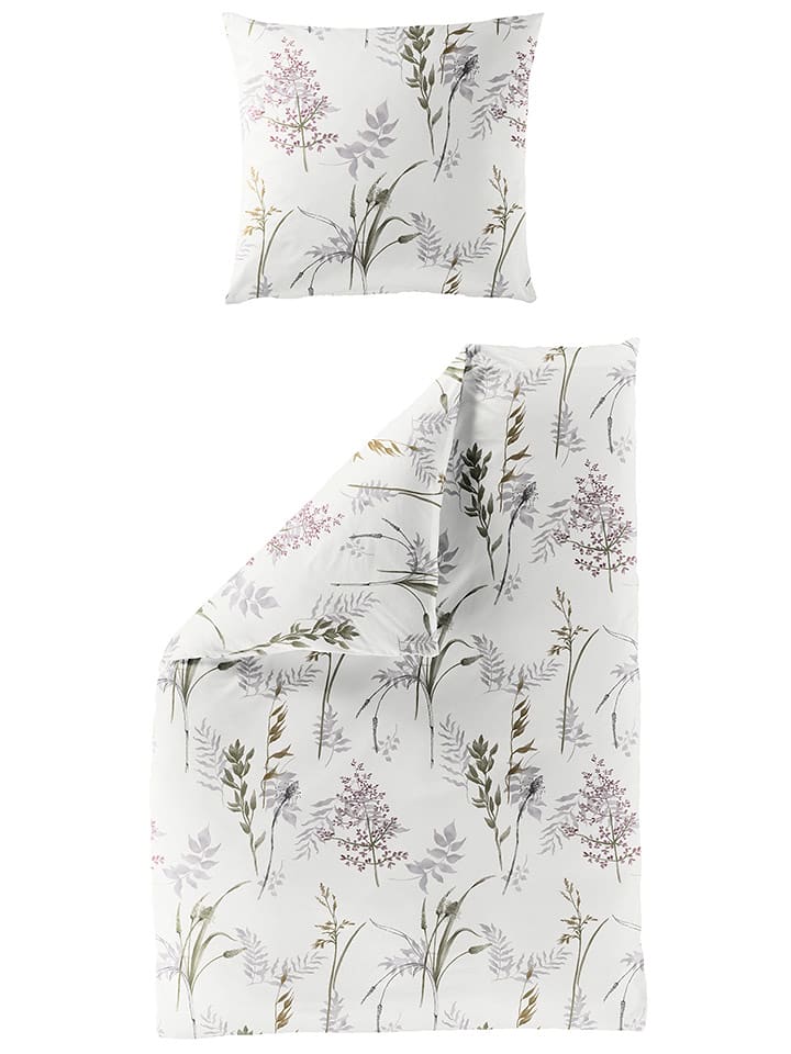 Bierbaum Komplet pościeli satynowej w kolorze jasnoróżowo-fioletowo-białym rozmiar: 155x220 cm