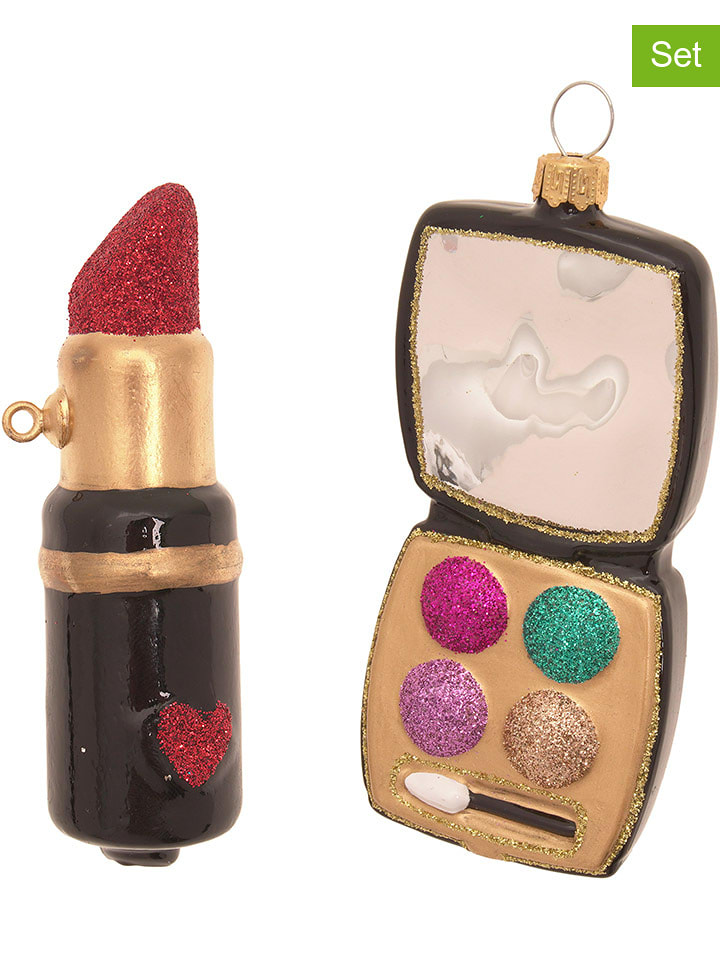 Krebs Glas Lauscha Ozdoby choinkowe (2 szt.) "Make-Up" ze wzorem rozmiar: onesize