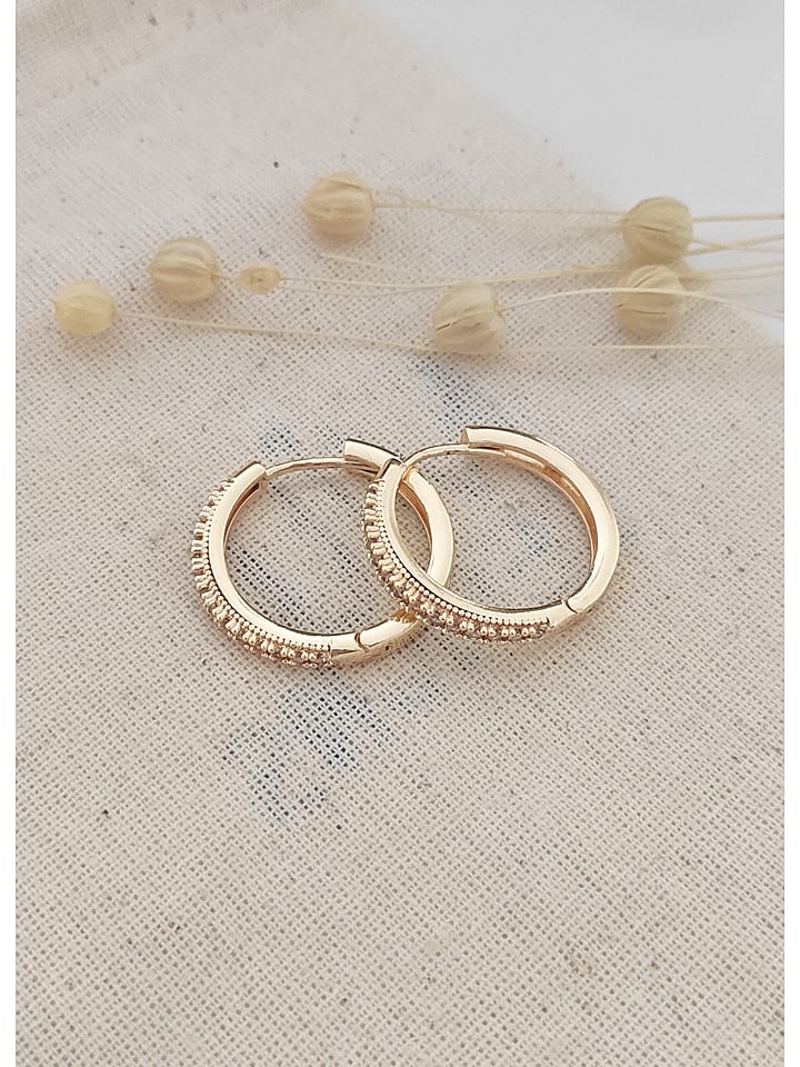 atelier MIU Pozłacane kolczyki-kreole z cyrkoniami rozmiar: onesize