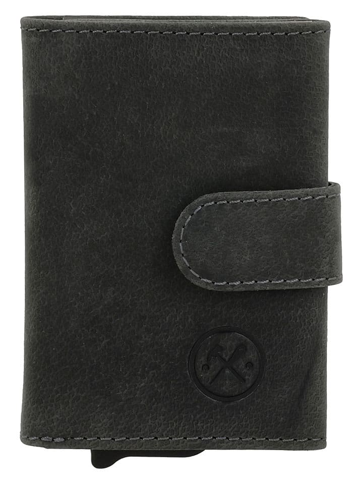 HIDE & STITCHES Skórzany portfel w kolorze czarnym - 7,5 x 10 x 2 cm rozmiar: onesize