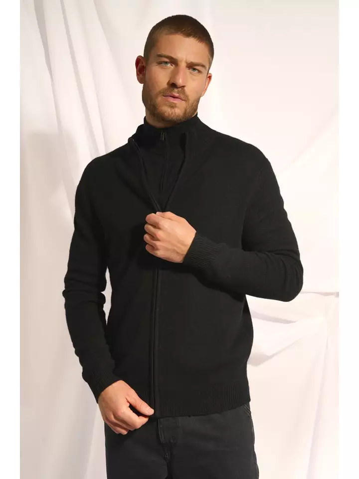 Just Cashmere Kaszmirowy kardigan "Charlotte" w kolorze czarnym rozmiar: XL