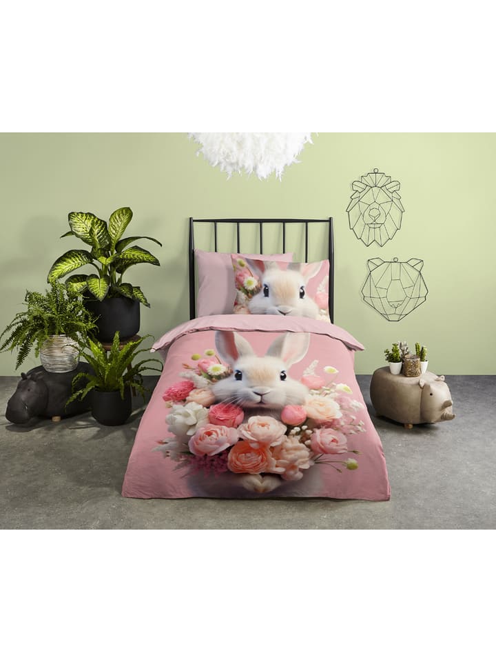 Pure Komplet pościeli "Cathy" w kolorze jasnoróżowo-beżowym z mikrofibry rozmiar: 135x200 cm