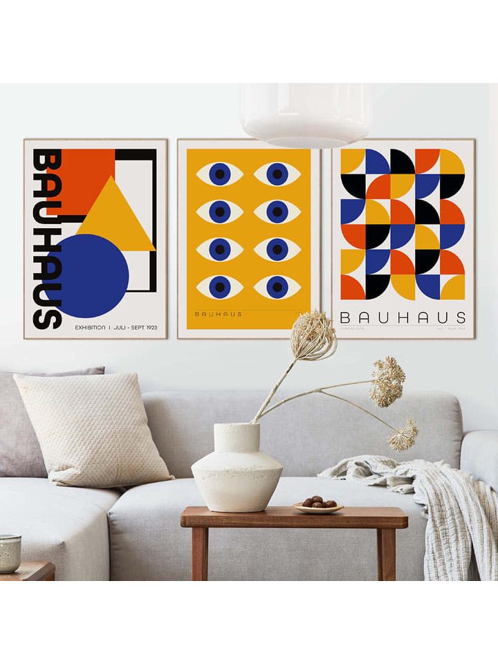 Orangewallz Druki artystyczne (3 szt.) "Bauhaus Originals" w ramce rozmiar: 50x70 cm