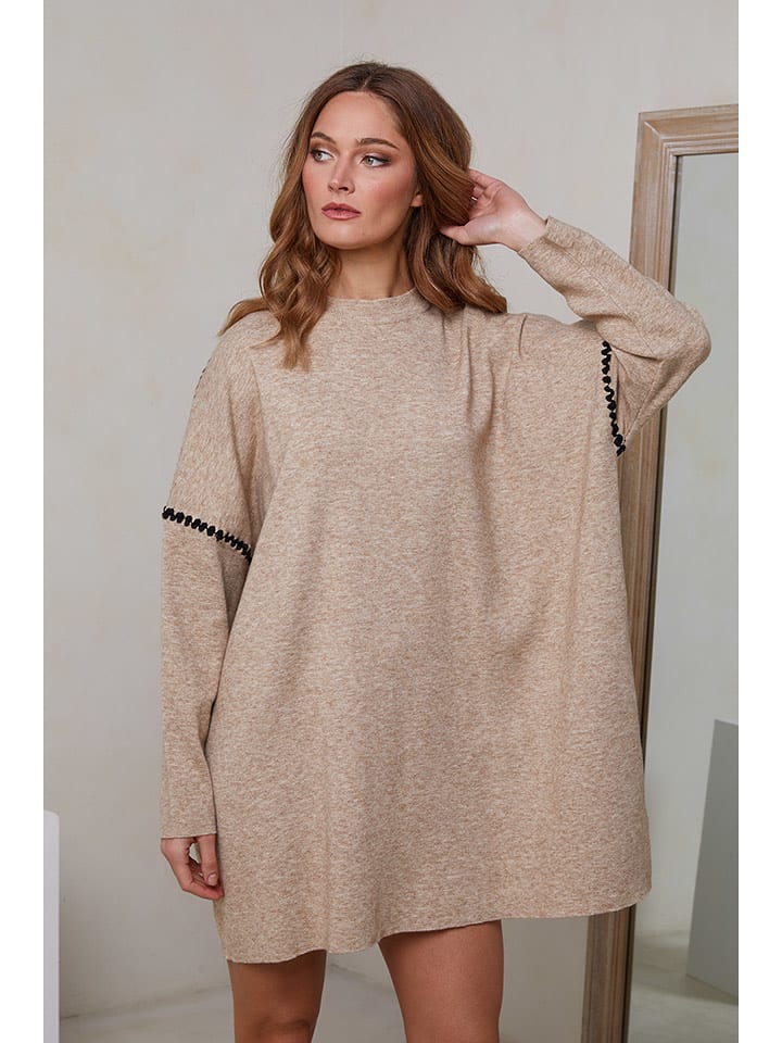 Joséfine Sukienka dzianinowa w kolorze beżowym rozmiar: S