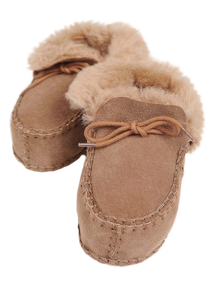 Kaiser Naturfellprodukte Skórzane kapcie niemowlęce "2000" w kolorze brązowym rozmiar: 19/20