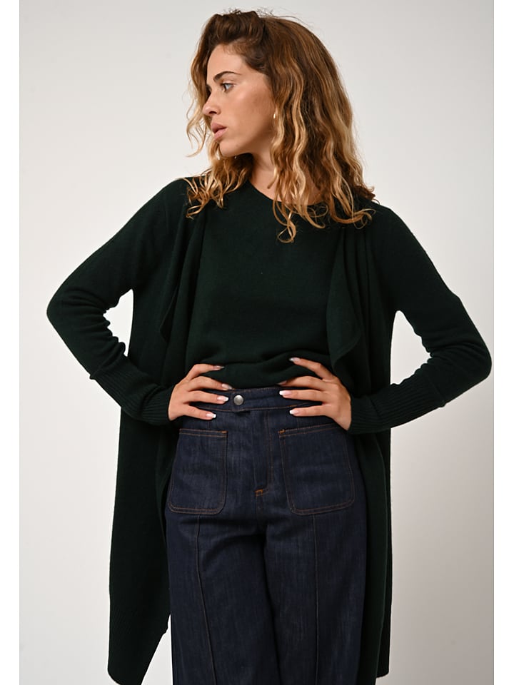 AUTHENTIC CASHMERE Kaszmirowy kardigan "Chésery" w kolorze ciemnozielonym rozmiar: XL