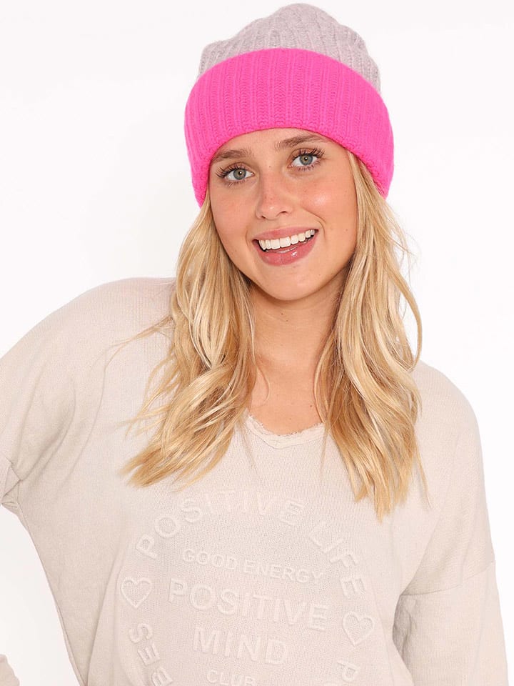 Zwillingsherz Kaszmirowa czapka w kolorze różowo-jasnoróżowym rozmiar: onesize