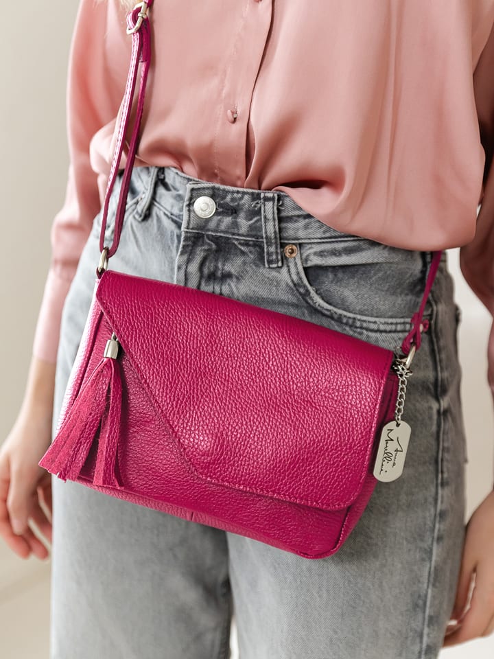 Anna Morellini Skórzana torebka " Lola" w kolorze różowym - 24 x 18 x 6 cm rozmiar: onesize