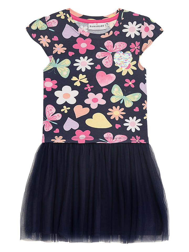 Danamade Sukienka "Diasmina" w kolorze granatowo-jasnoróżowym rozmiar: 116