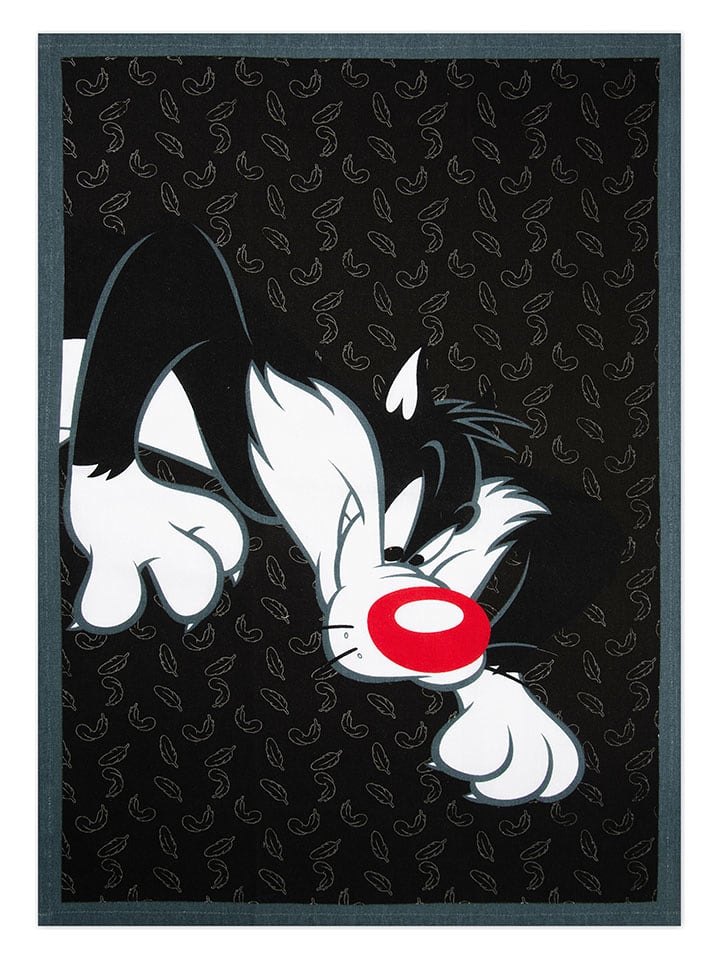 Trendy Kitchen by EXCÉLSA Ściereczka "Looney Tunes Sylvester" w kolorze czarnym do naczyń - 70 x 50 cm rozmiar: onesize