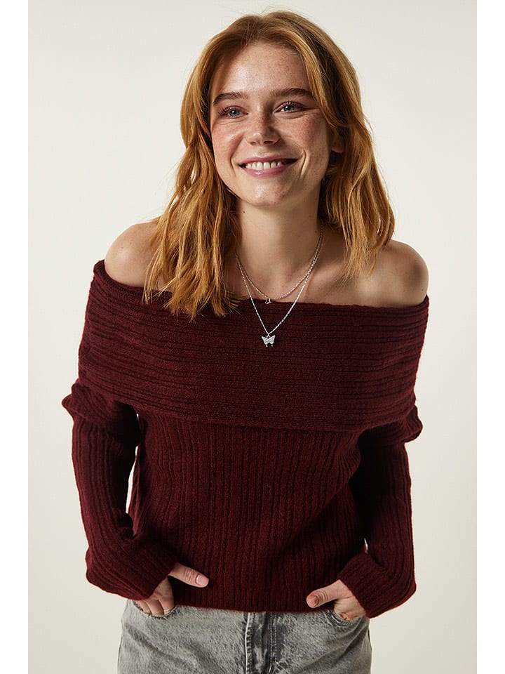Happiness Istanbul Sweter w kolorze bordowym rozmiar: onesize