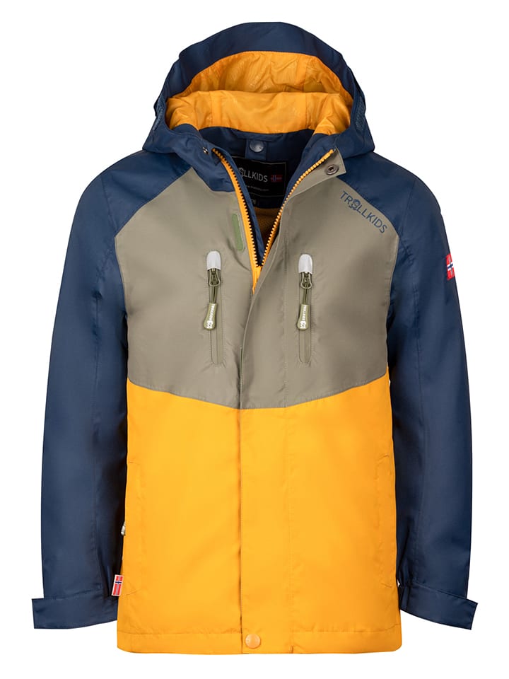 Trollkids Kurtka funkcyjna 3w1 "Bryggen" w kolorze żółto-oliwkowym rozmiar: 110