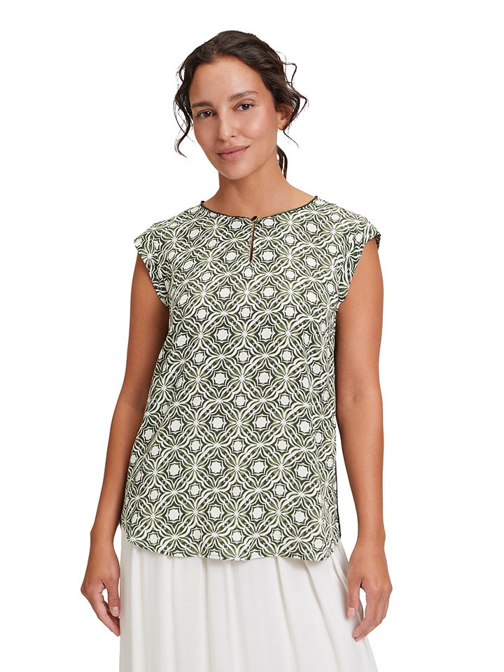 CARTOON Bluzka w kolorze biało-oliwkowym rozmiar: 38