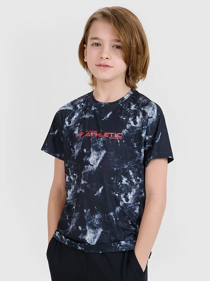 4F Koszulka sportowa w kolorze granatowo-białym rozmiar: 146/152