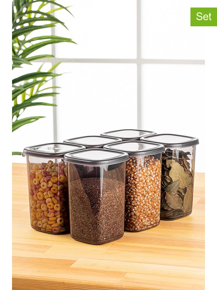 Violeta Home Pojemniki (6 szt.) w kolorze antracytowym - 1,2 l rozmiar: onesize