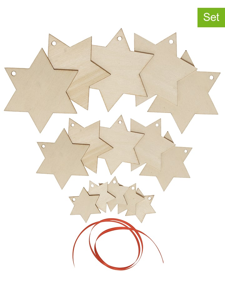 SUNNYSUE Drewniane zawieszki (16 szt.) w kolorze jasnobrązowym rozmiar: onesize