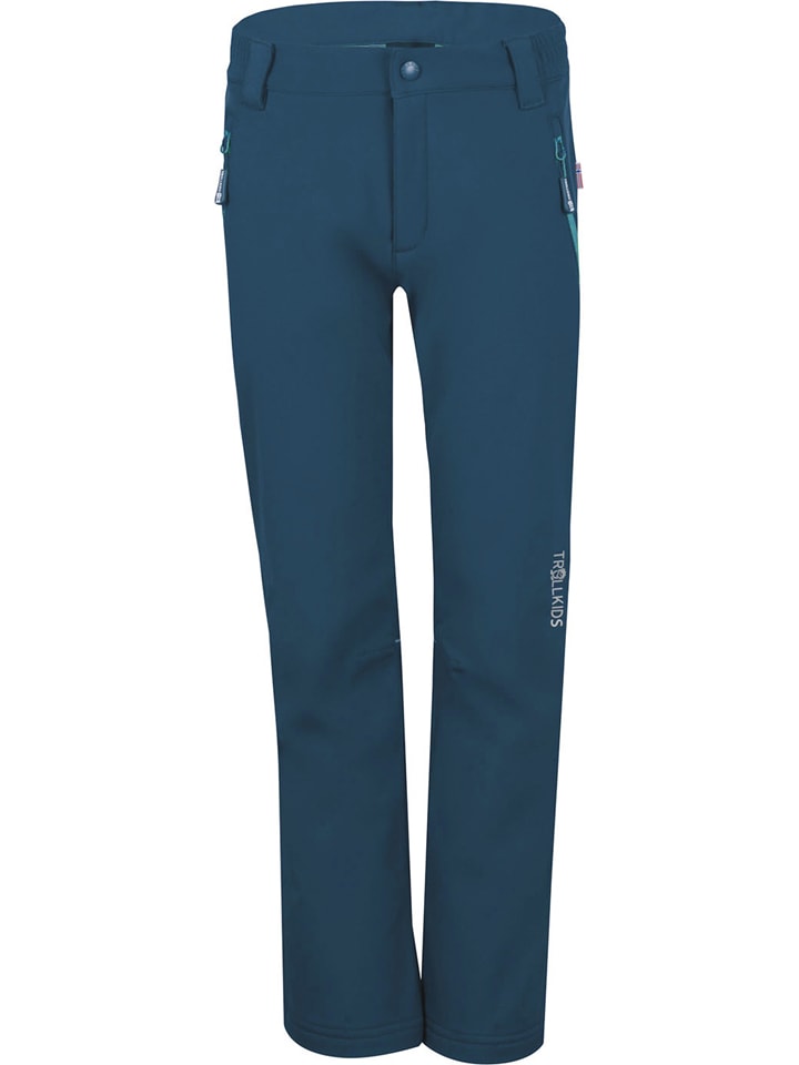 Trollkids Spodnie softshellowe "Fjell" w kolorze granatowym rozmiar: 164