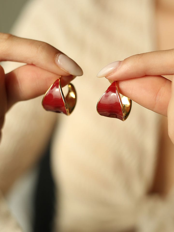 Pierres delicates Pozłacane kolczyki-wkrętki z masą perłową rozmiar: onesize