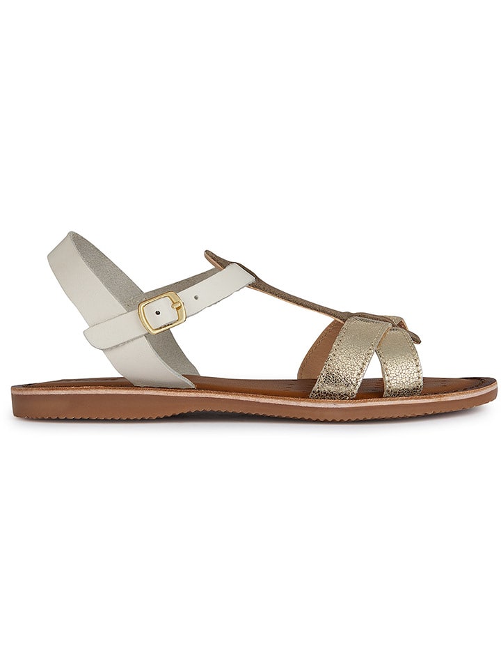 Geox Skórzane sandały "Eolie" w kolorze złoto-białym rozmiar: 32